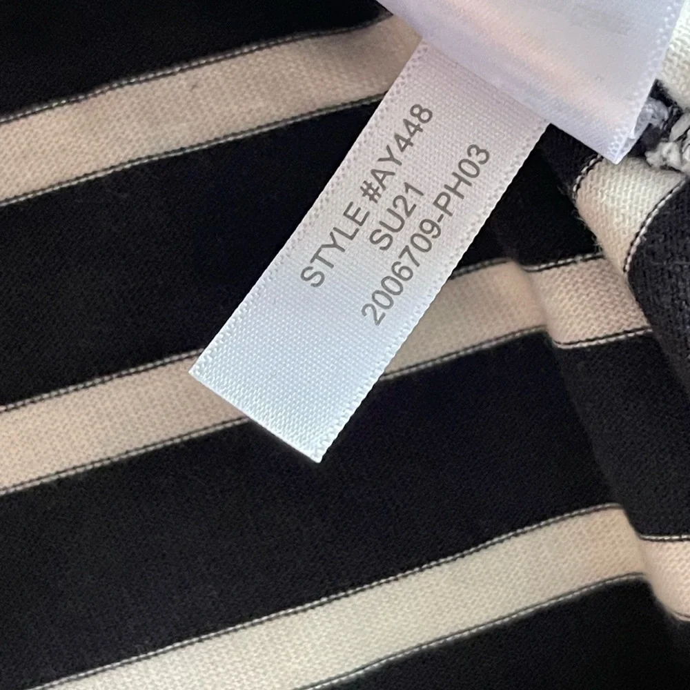 J Crew black and white stripe flare short sleeve blouse